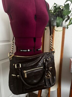 Michael Kors Fulton Large Leather Mixed Media Hobo Shoulder Bag